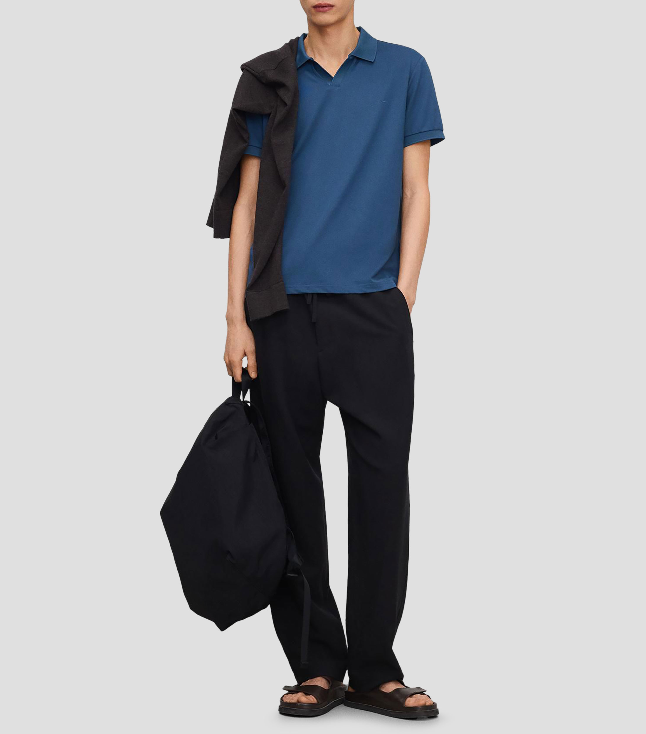 Playera tipo polo con manga corta lisa Hombre